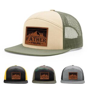 It's Not A Dad Bod It's A Father Figure Father's Day Funny Hat, 168 Style Trucker Leather Patch Hat for Men & Women, 7 Panel Baseball Cap with Snapback Enclosure