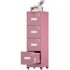 Aobabo Metal 2 Drawer Mobile File Cabinet with Lock, Under Desk Office Steel Filing Cabinet, 25.6''H Legal/Letter Size, Black, Fully Assembled Except Wheels