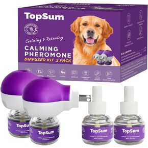 Pheromone Diffuser for Dogs: Premium Dog Calming Diffuser - Calming Pheromones for Dogs - Dog Appeasing Pheromone - Pet Calming Diffuser, 2 Pack (Purple)