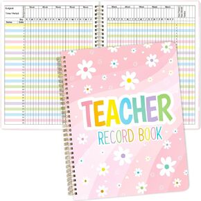 Teacher Record Book Flower Class Grade Book for Teacher Assignments Attendance Tests Gradebook Classroom Office Supplies 8-1/2 x 11 inch