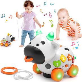 Baby Toy 6-12-18 Month Old, Bilingual Musical Cow, Educational Toys for 1+ Year Old Girl Boy, Infant Toys for 6 7 8 9 10 Month Old Developmental, First Christmas 1st Birthday Gift for 1 Year Old