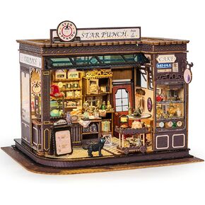 BenBen DIY Miniature House Kit, Garden Tea House Model Craft Kits for Adults, Teens, Mini House Building Kit with Furniture, LED Lights, Dollhouse Diorama to Build for Home Décor