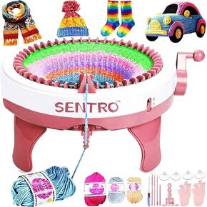 PKHOUHYI Sentro 40 Needles Knitting Machine, Smart Automatic Knitting Machine for Adults and Beginners, Crochet Weaving Double Circular Knitting Loom Machine Kit for Hat,Scarves,Sock,Gloves,Sweater