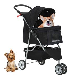 Pet Stroller 4 Wheels Dog Cat Stroller for Small Medium Dogs Cats Foldable Puppy Stroller with Storage Basket and Cup Holder,Black