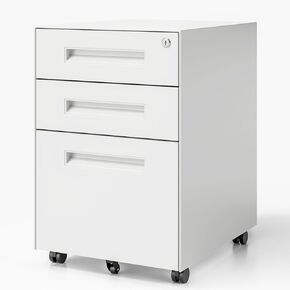 Dripex 3 Drawer File Cabinet, Mobile File Cabinet with Lock on Wheels, Letter/Legal Size, Fully Assembled, Modern Small Short Vertical Metal Rolling Filing Cabinets Under Desk for Home Office (Black)