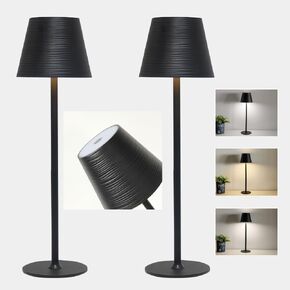 2 Pack Cordless Table Lamps - Outdoor Rechargeable Lamp with 7200mah Battery Operated,Portable Wireless Desk Lamp with Water Ripple Design for Patio,Home,Restaurant,Parties,Camping,3-Color Dimmable