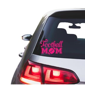 Football Mom Sticker, Vinyl Car Decal Bumper Sticker, For Cars, Trucks, Vans, Laptops, Walls, Cups, Tumblers, Great Stocking Stuffer, Sports Mom gift (Pink)