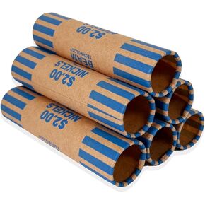 Beam Coin Wrappers Preformed, 112 Quarters, Heavyweight, Durable, Crimped Bottom, Color Coded, ABA Standard, Coin Roll Wrapper (Quarters, 112)