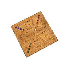 *** Real Wood *** WAHOO/MARBLES 16x16" BOARD with marbles & dice *** 4 player (Stained)