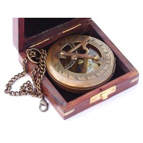Personalized Handmade Iconic Sundial Compass - Customized Graduation Day Gift, Wedding Heirloom, Anniversary Gift for Men, Birthday Gift for Son,Premium Leather Case, Wooden Box