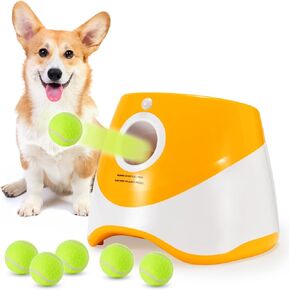 Automatic Dog Ball Launcher – Interactive Dog Toy for Small & Medium Dogs | Include 6 Balls, USB Charging Cable & Adjustable Distance |Hands-Free Fetch Machine for Indoor & Outdoor Play(Green)