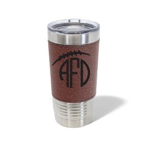 Football leather tumbler personalized, Football gift engraved travel mug 20 oz. / Laser engraved