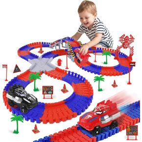 Spider Toys for Boys 4-6, 212 PCS Race Car Track for Kids Ages 4-8, Monster Truck 2+ Year Old Birthday Gift Toddler Cars Toy for 3+ Year Old Boy Girl
