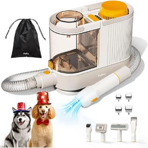 Dog Grooming Kit, Pet Grooming Vacuum Suction 99% Pet Hair with HEPA Technology, Dog Clippers 5-in-1 Pet Grooming Tools, 2L Large Capacity, 60dB Low Noise Orange