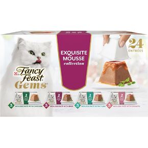 Fancy Feast Gems Pate Cat Food Mousse and a Halo of Savory Gravy Wet Cat Food Variety Pack - (Pack of 12) 4 oz. Boxes