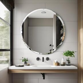 38" Inches Round Mirror - 3/16" Thick - Beveled Edge, America Mirror by Glass Beveling Service