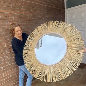Wall mirror with natural bamboo hurdle - MIRROR TEXAS