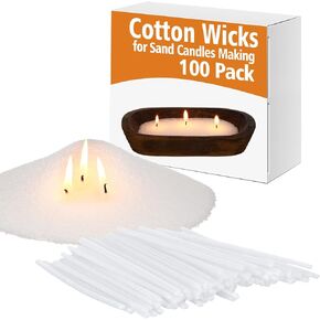 100 Pack 2 Inch Cotton Wicks for Sand Candles Making White 100% Natural Cotton Candle Wicks, Low Smoke, No Lead and Metal for Candle Making DIY