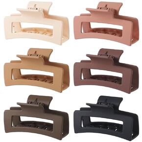 3.5 Inch Medium Hair Accessories - 6 Pack Square and Rectangle Banana Jaw Clips for Women and Girls - Ice Cream