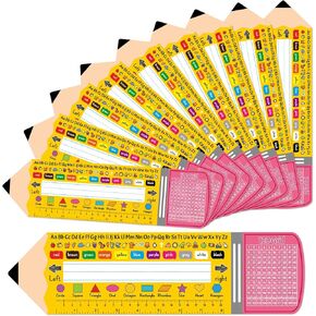 40Pcs Pencil Name Tags Desktop Reference Name Plates for School Classroom Decor Student Desks Name Tags with Rule Shapes Numbers and Alphabet Kindergarten Preschool First Grade