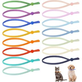 75pcs Stretchy Puppy Collars for Litter Colored Whelping Identification Bands for Newborn Puppies and Kittens Adjustable Identification Loops Bulk Multi Straps for Whelping 4 Inches - 15 Colors