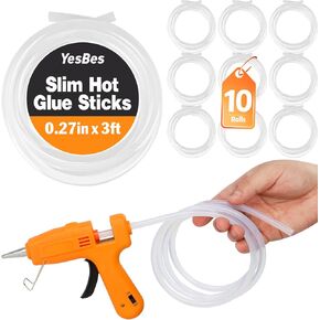 10 Pack Long Mini Hot Glue Stick Rolls, 3 FT Long x 0.27" Diameter Glue Sticks for Glue Gun, Perfect Fit for Mini Glue Guns, Widely Used in Wood, Metal, Glass, Plastic, Floral, Fabric, and More