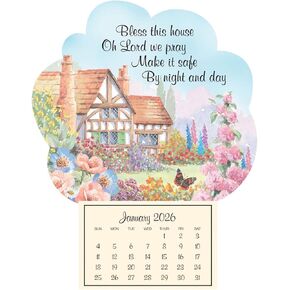 Mini Magnetic Calendar –Ideal for Refrigerator, Filing Cabinet or Tool Box – 4 inches x 6 inches – Bless This House