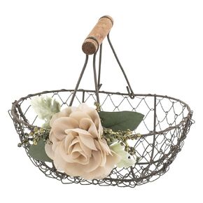 Rustic Flower Girl Basket - Country Metal Wedding Basket w/Wood Handle - Vintage Petal Basket - Flower Girl Basket by Ragga Wedding