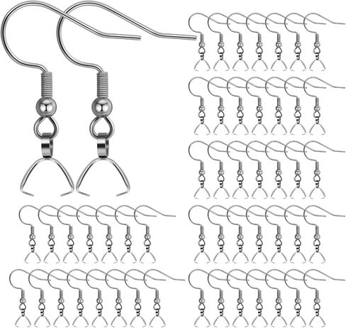 Earring Hooks 50PCS/25Pairs, Stainless Steel Ear Wires Fish Hooks, Hypo-allergenic Jewelry Findings Parts for DIY Jewelry Making in Kuwait