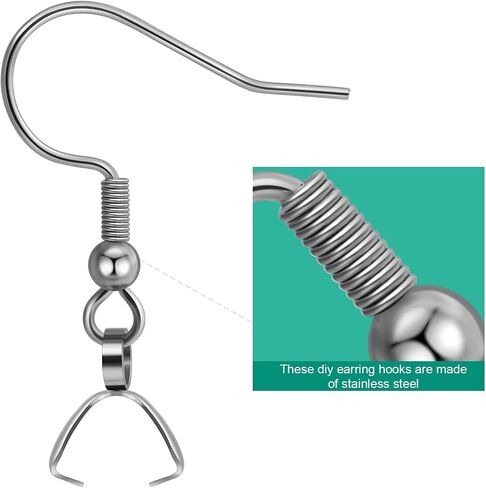 Earring Hooks 50PCS/25Pairs, Stainless Steel Ear Wires Fish Hooks, Hypo-allergenic Jewelry Findings Parts for DIY Jewelry Making in Kuwait