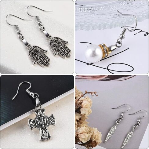 Earring Hooks 50PCS/25Pairs, Stainless Steel Ear Wires Fish Hooks, Hypo-allergenic Jewelry Findings Parts for DIY Jewelry Making in Kuwait