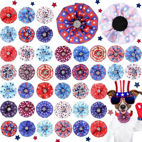 50 Pcs Christmas Dog Collar Bows Bulk Red and Green Xmas Bow Ties Flower Charms Attachment for Small Medium Large Dogs Cats Collar Christmas Costume Accessories in Kuwait