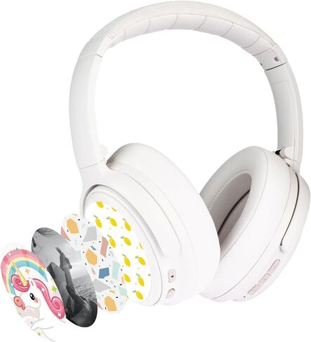BuddyPhones Cosmos Fun, Foldable ANC Bluetooth Headphones with Microphone, SafeAudio Volume-Limiting Options 75/85/94dB, Works Wired or Wireless, for Toddlers to Young Adults by Onanoff (Blue) in Saudi Arabia