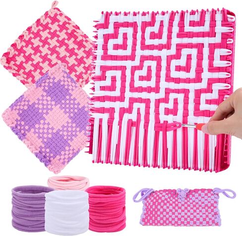 Pro 10 Inch Potholder Loom Kit for Kids & Beginners, Large Weaving Loom Crafts for Girls Age 6-12 Year Old & Adults, Gift Ideas for Birthday & Christmas, 112 Delicate Loops to Make 2 Pot Holders in Saudi Arabia