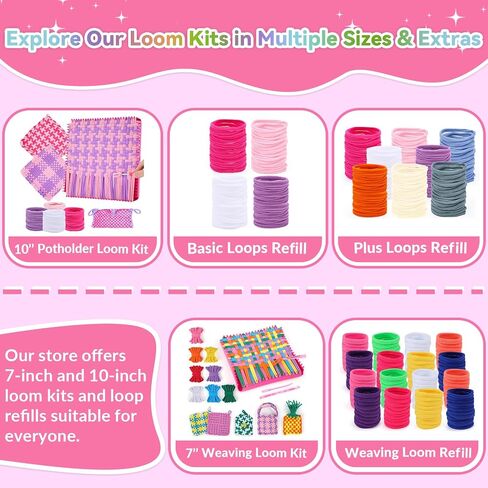 Pro 10 Inch Potholder Loom Kit for Kids & Beginners, Large Weaving Loom Crafts for Girls Age 6-12 Year Old & Adults, Gift Ideas for Birthday & Christmas, 112 Delicate Loops to Make 2 Pot Holders in Saudi Arabia