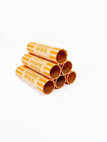 Beam Coin Wrappers Preformed, 112 Quarters, Heavyweight, Durable, Crimped Bottom, Color Coded, ABA Standard, Coin Roll Wrapper (Quarters, 112) in Kuwait