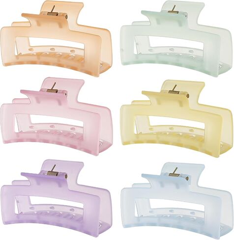 3.5 Inch Medium Hair Accessories - 6 Pack Square and Rectangle Banana Jaw Clips for Women and Girls - Ice Cream in Kuwait