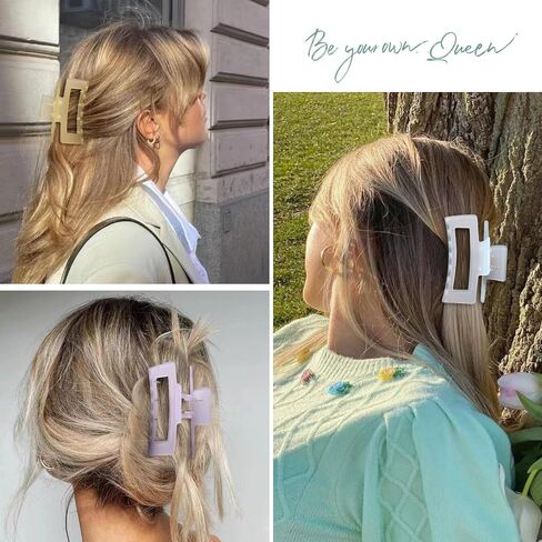 3.5 Inch Medium Hair Accessories - 6 Pack Square and Rectangle Banana Jaw Clips for Women and Girls - Ice Cream in Kuwait