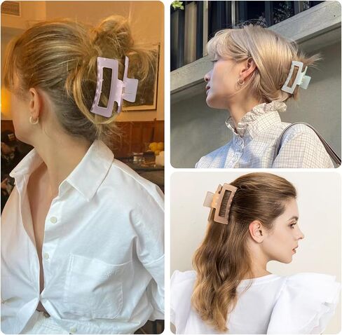 3.5 Inch Medium Hair Accessories - 6 Pack Square and Rectangle Banana Jaw Clips for Women and Girls - Ice Cream in Kuwait