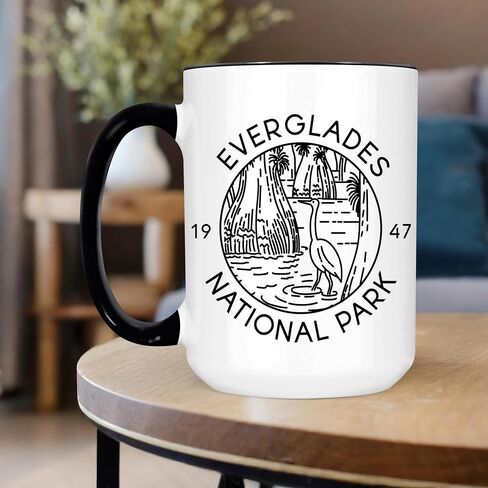 Everglades National Park Ceramic Mug - 11oz & 15oz, Black & White - Microwave & Dishwasher Safe - Wetland Wilderness Gift (11 oz white) in Saudi Arabia