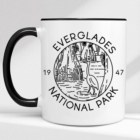 Everglades National Park Ceramic Mug - 11oz & 15oz, Black & White - Microwave & Dishwasher Safe - Wetland Wilderness Gift (11 oz white) in Saudi Arabia