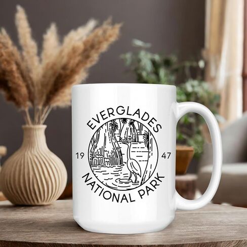 Everglades National Park Ceramic Mug - 11oz & 15oz, Black & White - Microwave & Dishwasher Safe - Wetland Wilderness Gift (11 oz white) in Saudi Arabia