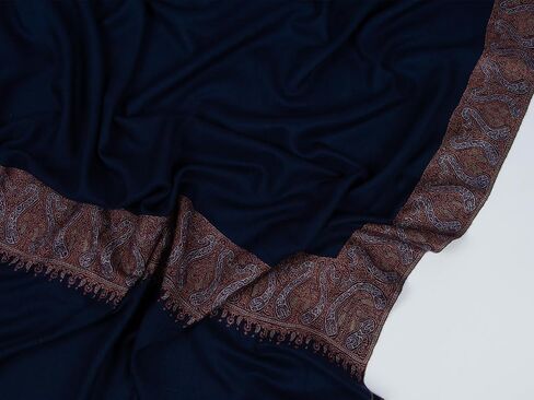 Navy Blue Sozni Pashmina - شال كشميري ناعم وخفيف الوزن | غلاف الكشمير الطبيعي للمناسبات الخاصة 40 × 80 "(مصنوعة يدويا) in Kuwait
