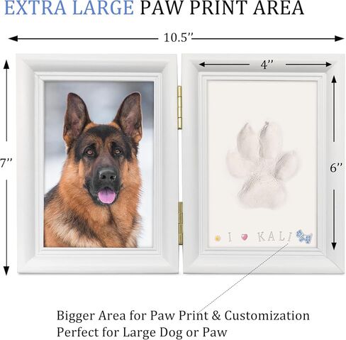 MYPAWLETS Dog or Cat Paw Print Kit with Trinkets,Pet paw Print Impression kit with 2 Clay,Wooden Dog Picture Frame,Personalized Gift Keepsake for Pet Lovers-Black in Saudi Arabia