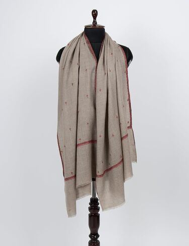 Desert Sand Beige Pashmina Shawl – Hand-Embroidered Kashmiri Sozni Wrap – Bohemian Cashmere Stole – Hashidar Needlework Gift for Her, Wife & Free Spirit – Artisan Festival & Wedding Shawl, 28 x 80 inches in Saudi Arabia