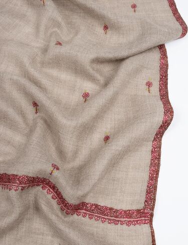 Desert Sand Beige Pashmina Shawl – Hand-Embroidered Kashmiri Sozni Wrap – Bohemian Cashmere Stole – Hashidar Needlework Gift for Her, Wife & Free Spirit – Artisan Festival & Wedding Shawl, 28 x 80 inches in Saudi Arabia