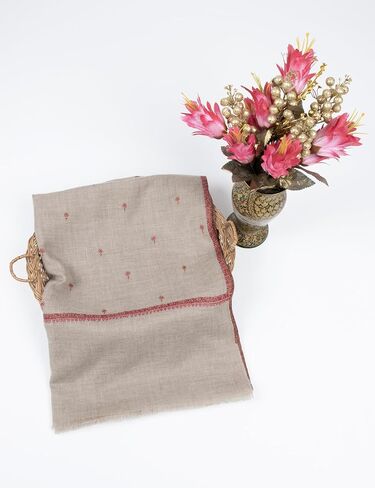 Desert Sand Beige Pashmina Shawl – Hand-Embroidered Kashmiri Sozni Wrap – Bohemian Cashmere Stole – Hashidar Needlework Gift for Her, Wife & Free Spirit – Artisan Festival & Wedding Shawl, 28 x 80 inches in Saudi Arabia