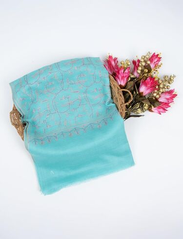 الأزرق النقي باشمينا وشاح - إبرة معقدة كشميري شال | غلاف باشمينا ناعم فاخر ، هدية مثالية لها ، 28 × 80 "(مصنوعة يدويًا) in Saudi Arabia