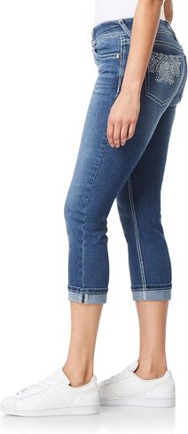 WallFlower Women's Luscious Curvy 23.5" Crop Mid-Rise Bling Insta Stretch Juniors (Standard and Plus) in Kuwait