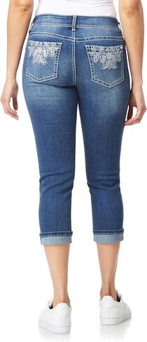 WallFlower Women's Luscious Curvy 23.5" Crop Mid-Rise Bling Insta Stretch Juniors (Standard and Plus) in Kuwait